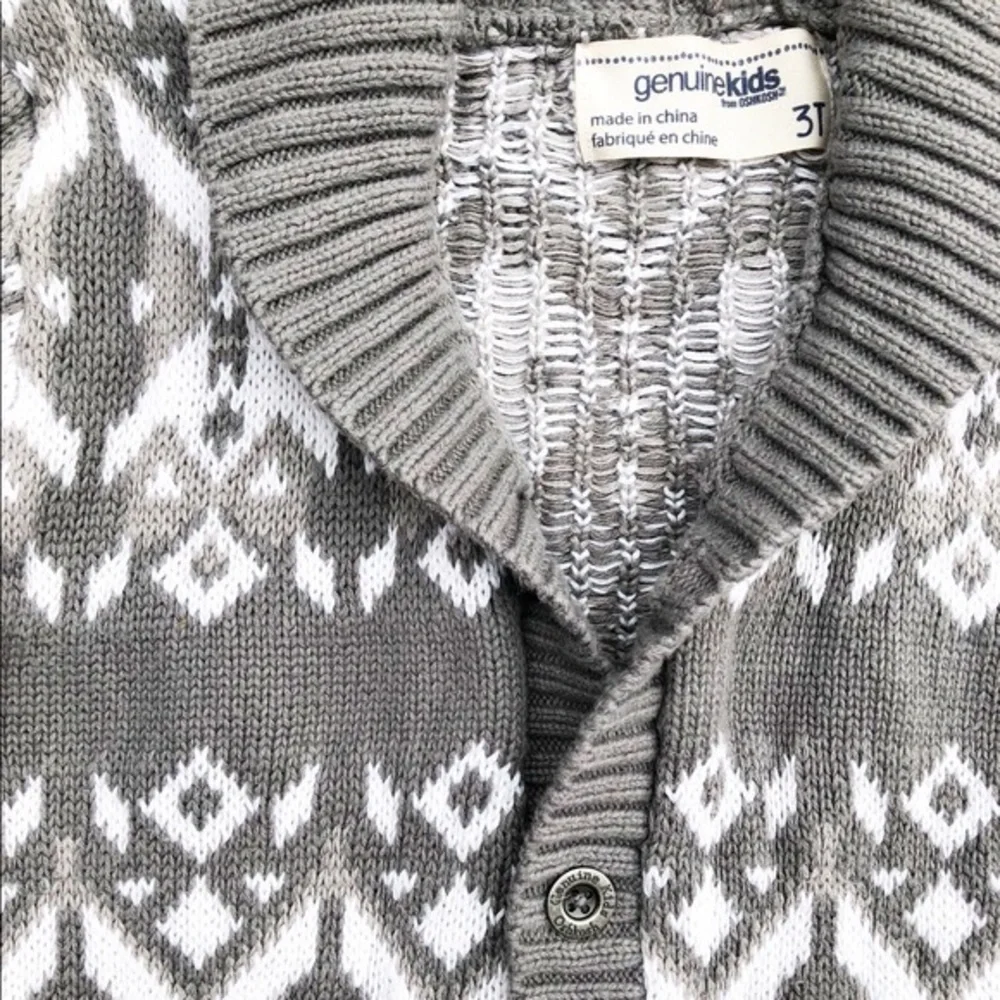 Boys sweater cardigan fair isle gray OshKosh B'gosh 3T